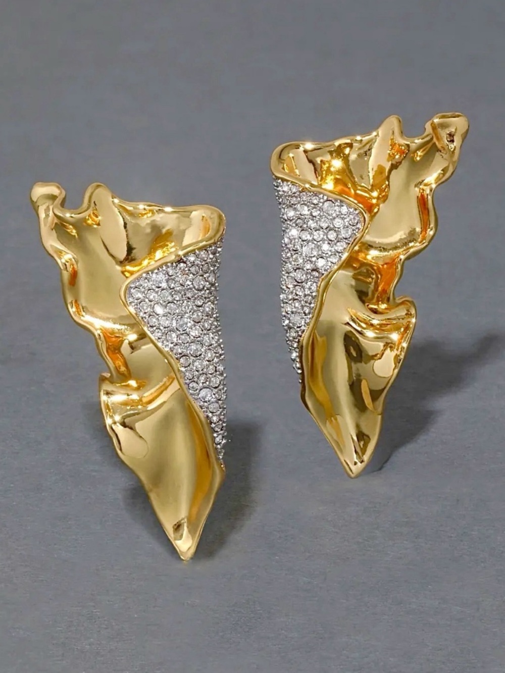 Alexis Bittar Solanales Gold Crystal Folded Earrings
